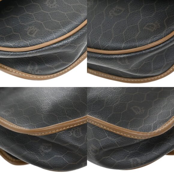 CHRISTIAN DIOR Logo Honeycomb Mini Shoulder Bag PVC Leather Brown GHW - Picture 7 of 13